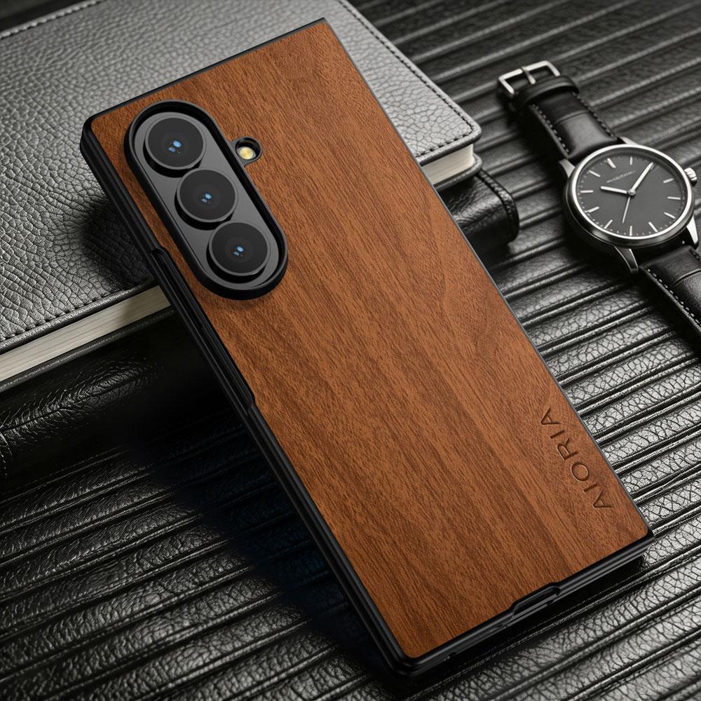 Для Samsung Galaxy Z Fold 8 Ultra 7 6 5 4 3 Чехол capa funda Ретро деревянный узор ПУ кожа Элегантный чехол для телефона для fold8 coque