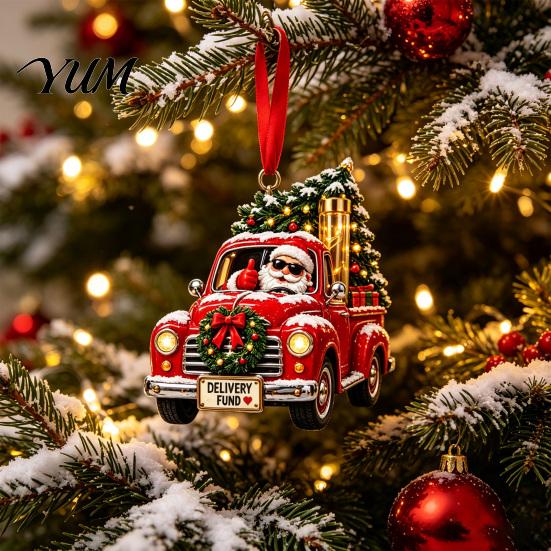Creative Stocking Stuffer Holder Christmas Money Ornament for Tree, Acrylic Cash Gift Decoration with Red Decorative Presentation Box Ribbon, Surprise