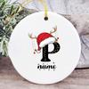 Baby's Christmas Ornament Personalized Initial with Name Ceramic Bauble Gift for Newborn Present for Baby Custom Xmas Decoration