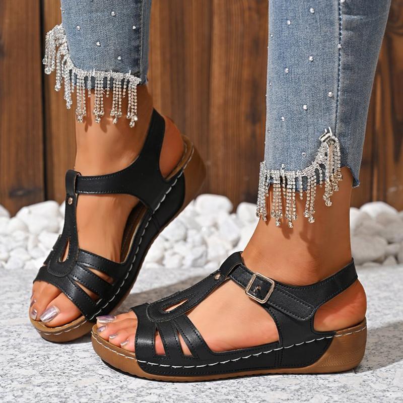 Women's Summer Fashion Wedge Sandals Lightweight Buckle Strap Platform Gladiator Sandals Woman Comfort Non Slip Beach Sandalias
