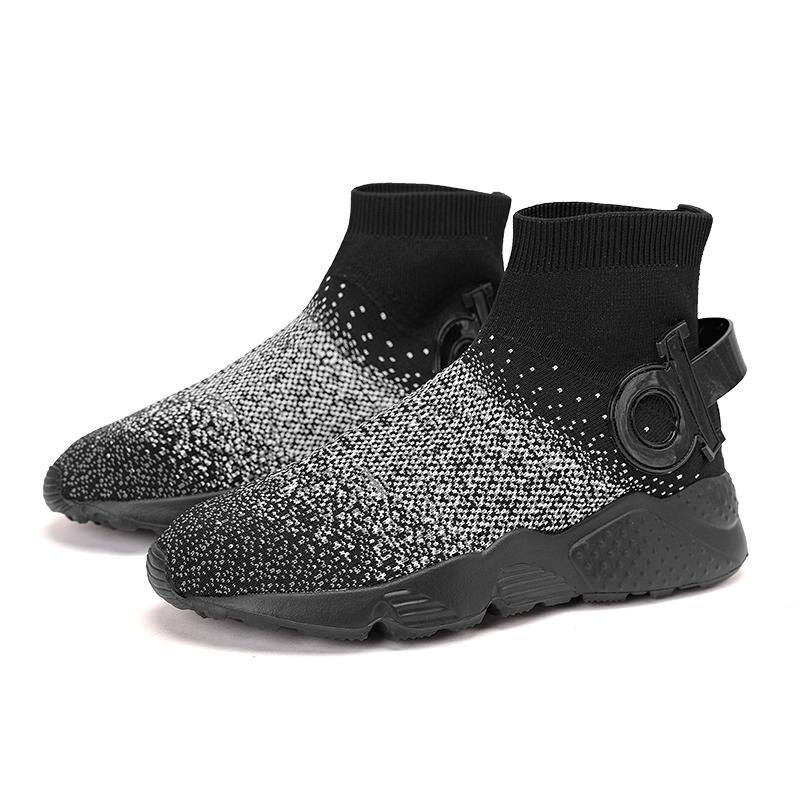 Модная мужская спортивная повседневная обувь большого размера, дышащая обувь-носки с высоким верхом из летучего трикотажа, трендовая уличная нескользящая баскетбольная обувь
