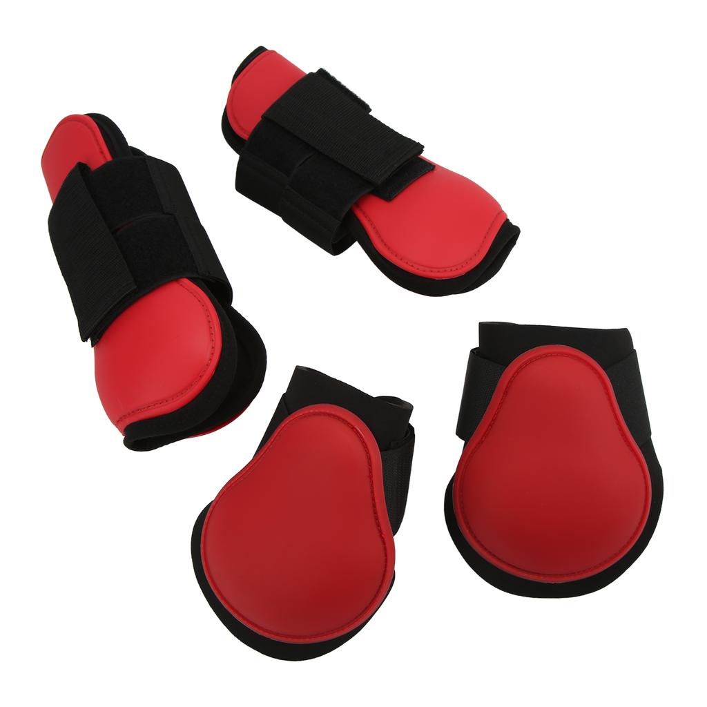 4pcs Horse Front Hind Leg Boots PU Shell Horse Tendon Boots for Horse Training Jumping RunningRed