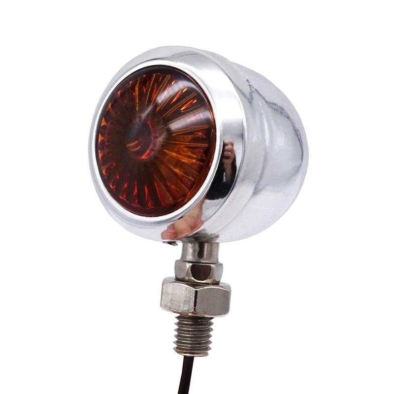 1 пара универсальных 12 В в ретро металлических хромированных указателей поворота для мотоцикла, индикатор галогенной лампы, винтажная янтарная лампа для Harley