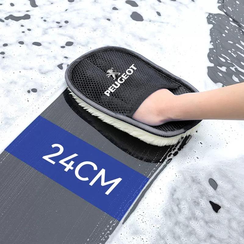 Car Wash Glove Wool Soft Polish Cleaning Brush Tools For Peugeot 206 307 308 207 3008 208 407 508 2008 5008 301 406 408 607 4008
