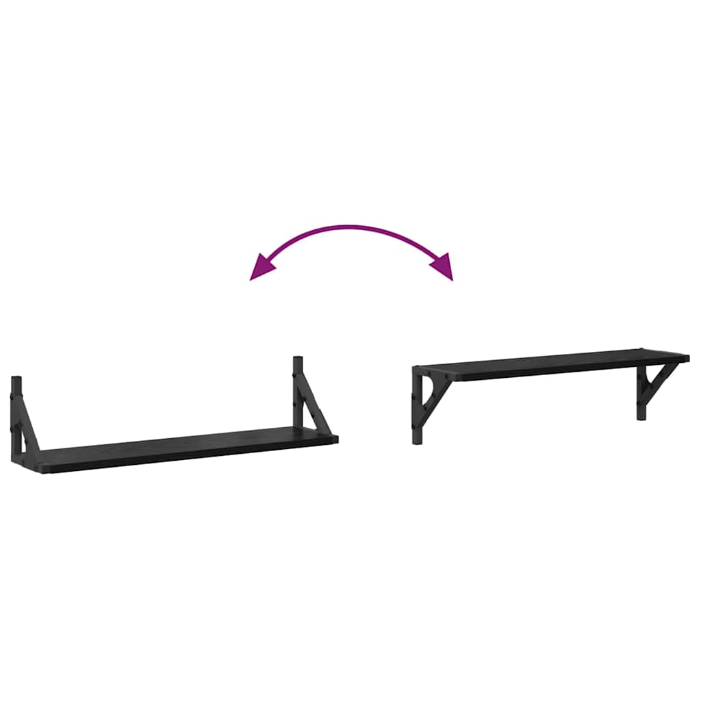 Wall Shelves 2 pcs Black Oak Effect 60 x 15 x 15.5 cm