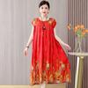 New Hot Fashion Casual 2024 Summer Dress For Women Print Loose O-Neck Cotton Women Clothing Dresses Plus Size