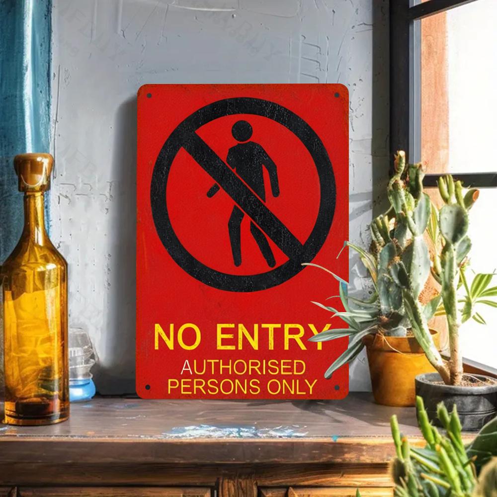 Vintage No Entry Authorized Personnel Only Sign Durable Metal Wall Mount Decorative Plaque for Home Bar Garden Cafe Restaurant