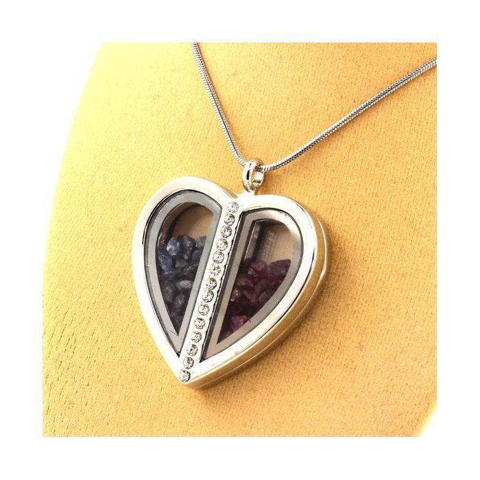 Stones and Minerals. Sapphire + Raw Ruby Necklace. Heart Model.