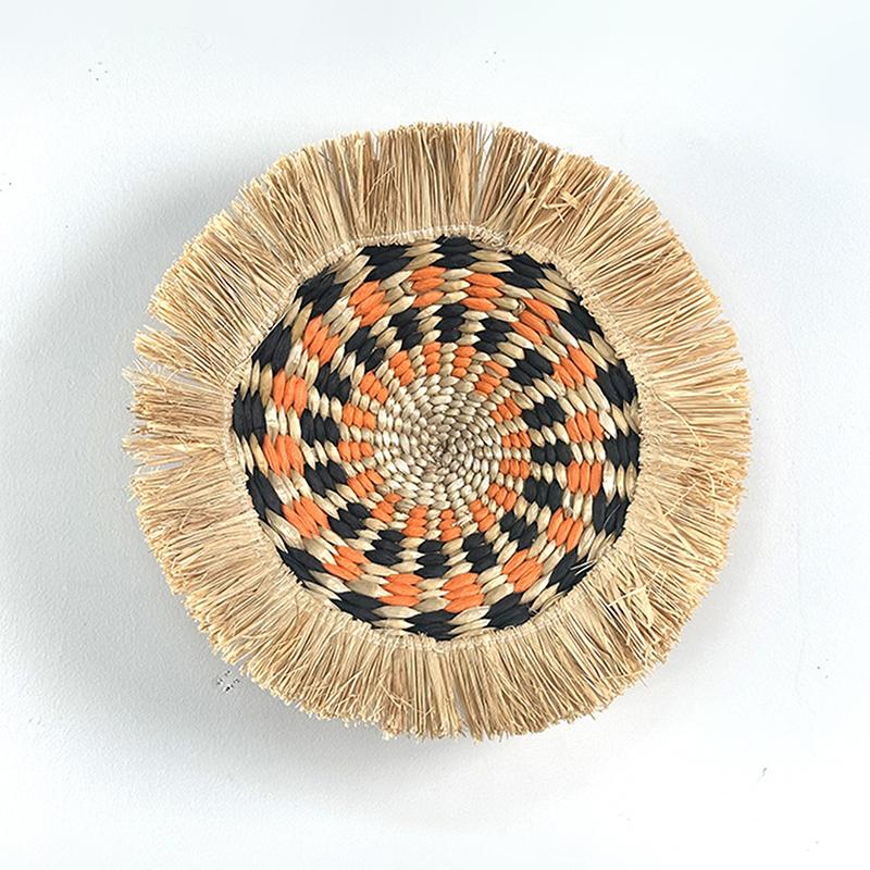 Round Grass Weaving Ornament Circular Wall Hanging Wall Decoration