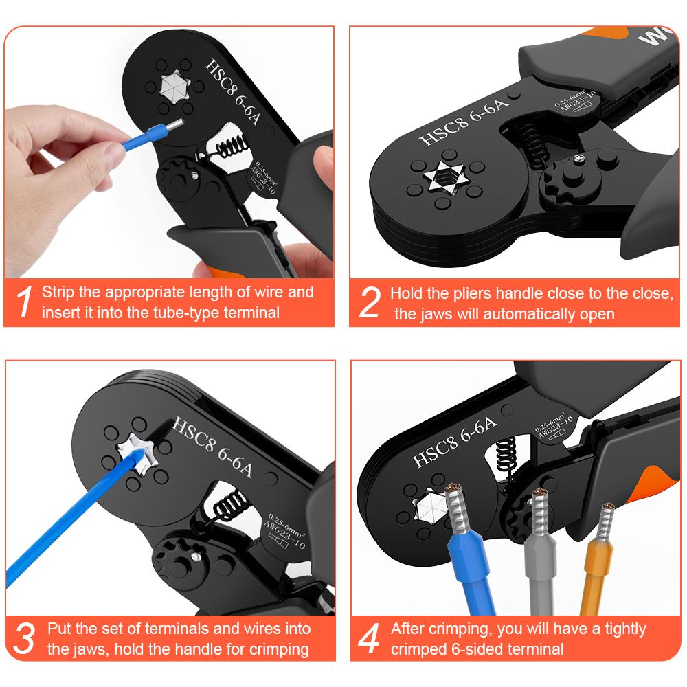 Ferrule Crimper Tool,Ratchet Crimping Tool Kit-Wire Stripper & Crimper Plier ,or Plier Set with Connectors