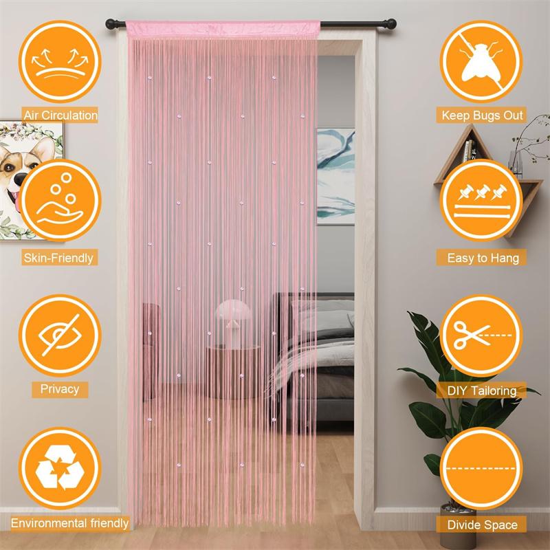 2027 Beaded Curtain Door String Curtains for Doorway Tassels Beads Hanging Fringe Hippie Room Divider Window Hallway Entrance Wall Closet