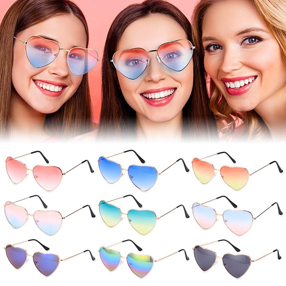 Fancy Dress UV 400 Outdoor Goggles Gradient Metal Frame Sun Glasses Heart Shaped Sunglasses