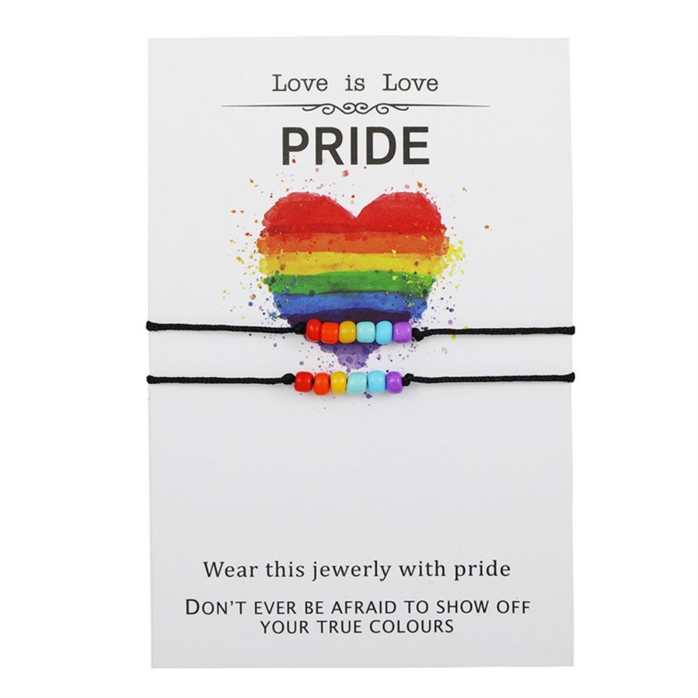 2 шт. Браслет-сердечко радужных цветов, регулируемый плетеный браслет дружбы, подарки