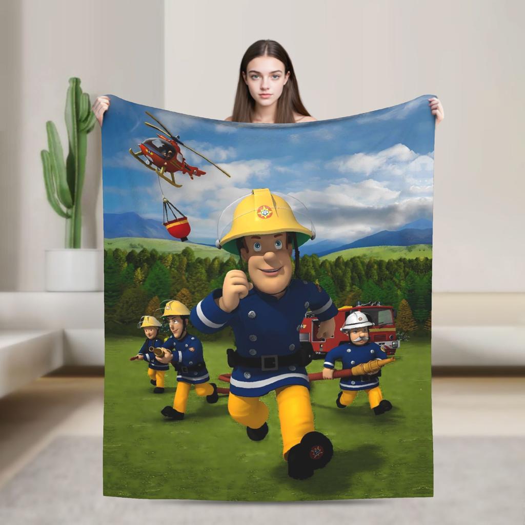 Firemans Sams Flannel Blanket Winter Super Warm Throw Blanket for Girls Boys Outdoor Pattern Bedspread Sofa Bed Cover