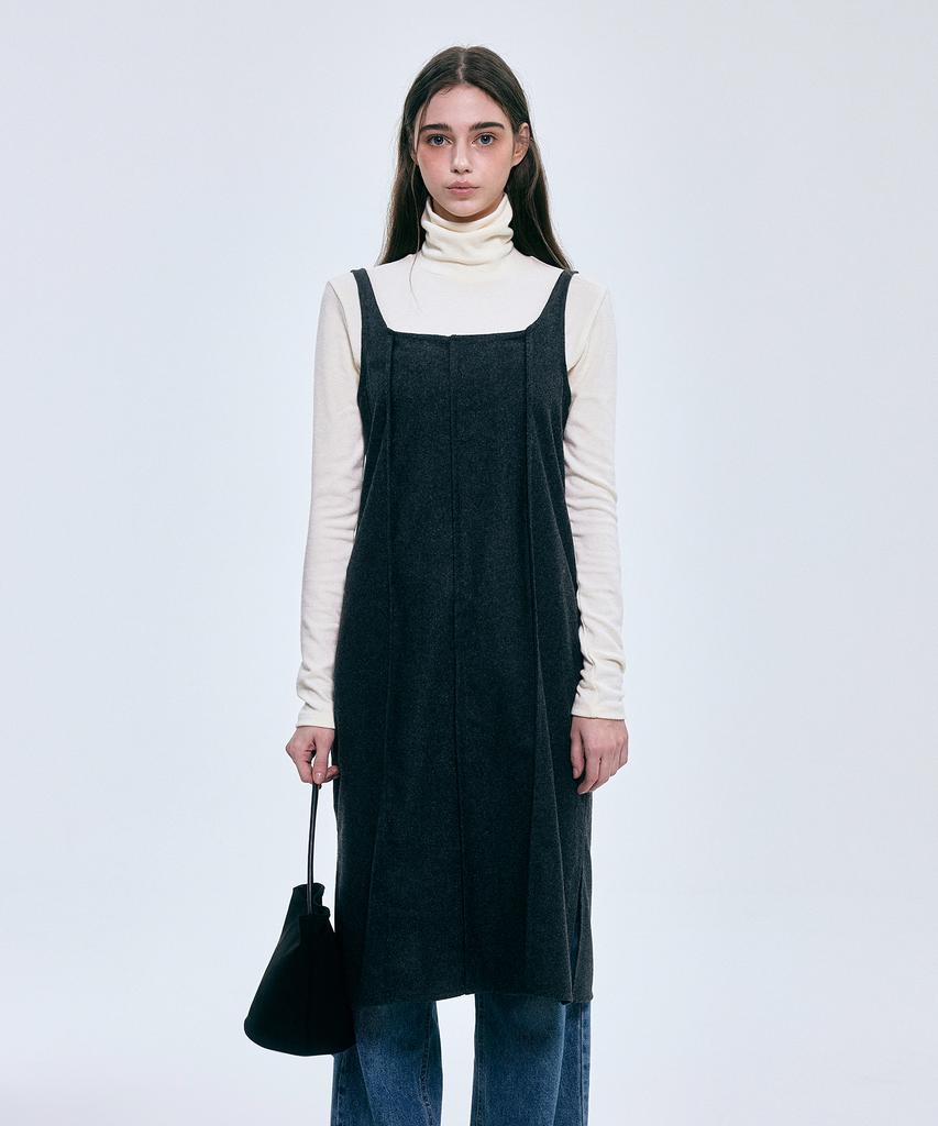 Povere Layered Wool Dress Dark Gray