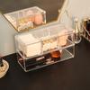 Acrylic Storage Box Bathroom Organizer Large Capacity Multiple Compartments Dustproof Transparent Cotton Ball Swab Storage Case