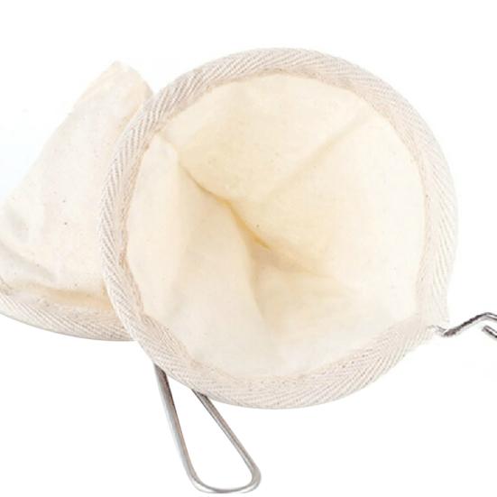 Многоразовый фильтр из фланелевой ткани с ручкой из нержавеющей стали для кофе, сетчатый фильтр-мешок