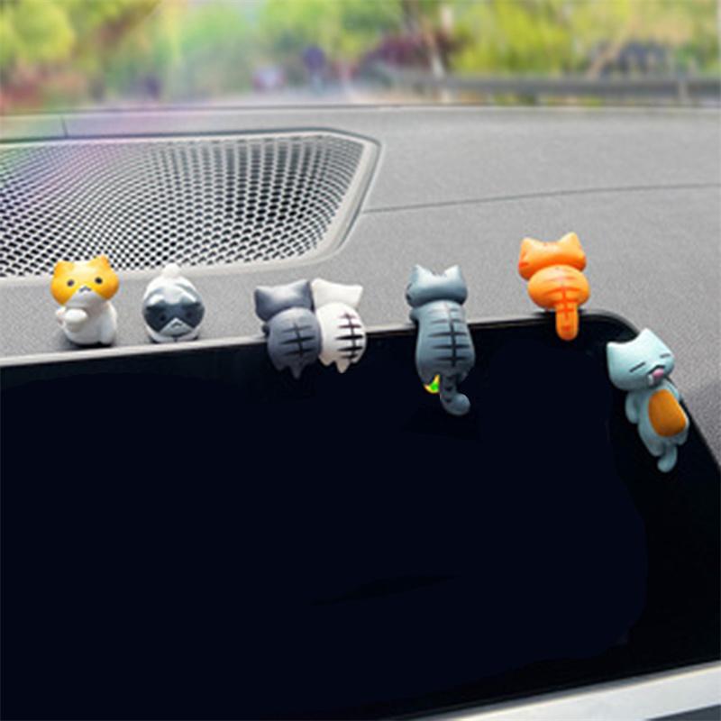 6Pcs Creative Cute Car Inner Ornament Center Console Cartoon Doll Tripper Decoration