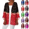 Women's Casual Fashion Caot Christmas Print Lightweight Medium Length Jacket Cardigan