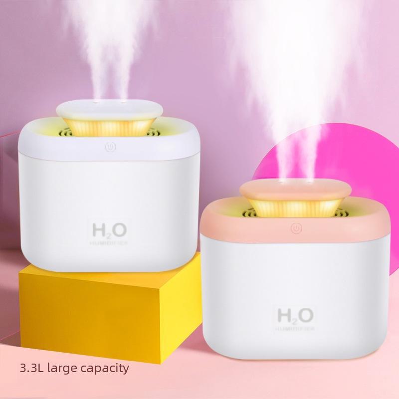 Large Capacity Colorful 3.3L Double Spray Mini Humidifier & Air Purifier