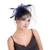 (Projector)Women Flower Mesh Ribbons Feathers Headband Cocktail Tea Party Hat Headwear