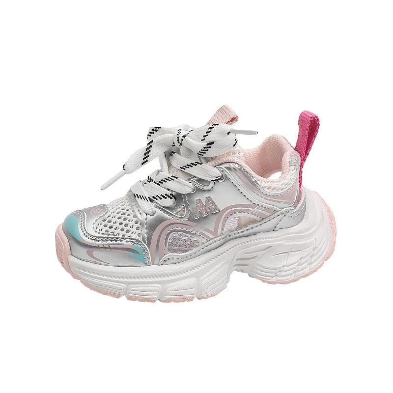 Модная детская сетчатая дышащая спортивная обувь для бега Весна Осень Новая детская обувь с мягкой подошвой Повседневная обувь Школьная обувь для ходьбы для мальчиков и девочек