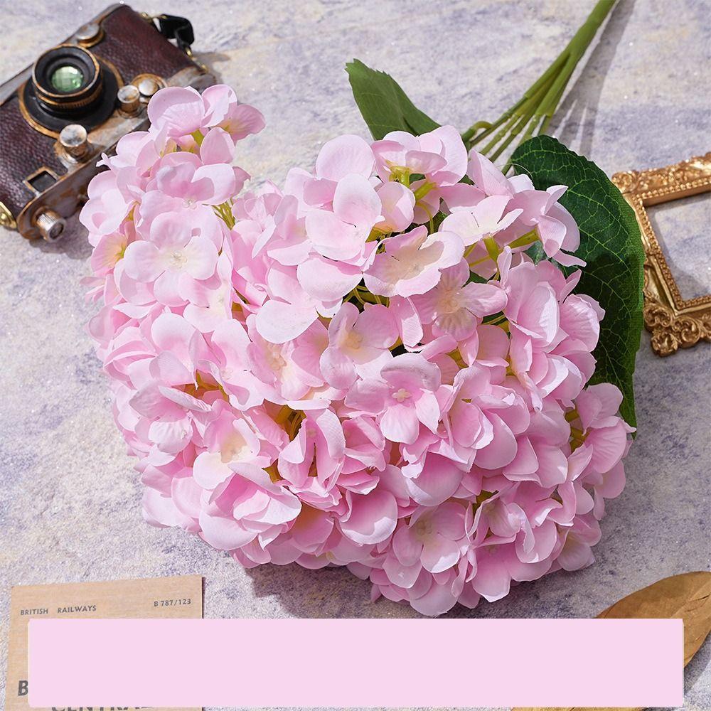 Silk Artificial Hydrangea 5 Heads Wedding Bridal Bouquet Decorative Fake Flowers  for Vases