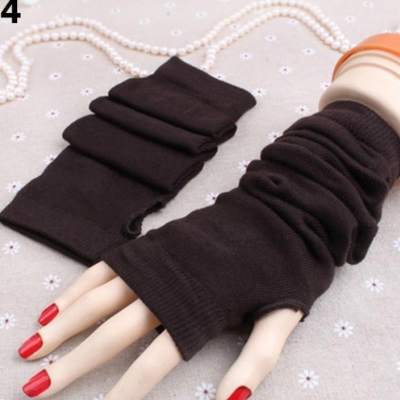 ЖенщиныРаспространенные вязаные длинные варежки без пальцев на запястье, теплые зимние перчатки