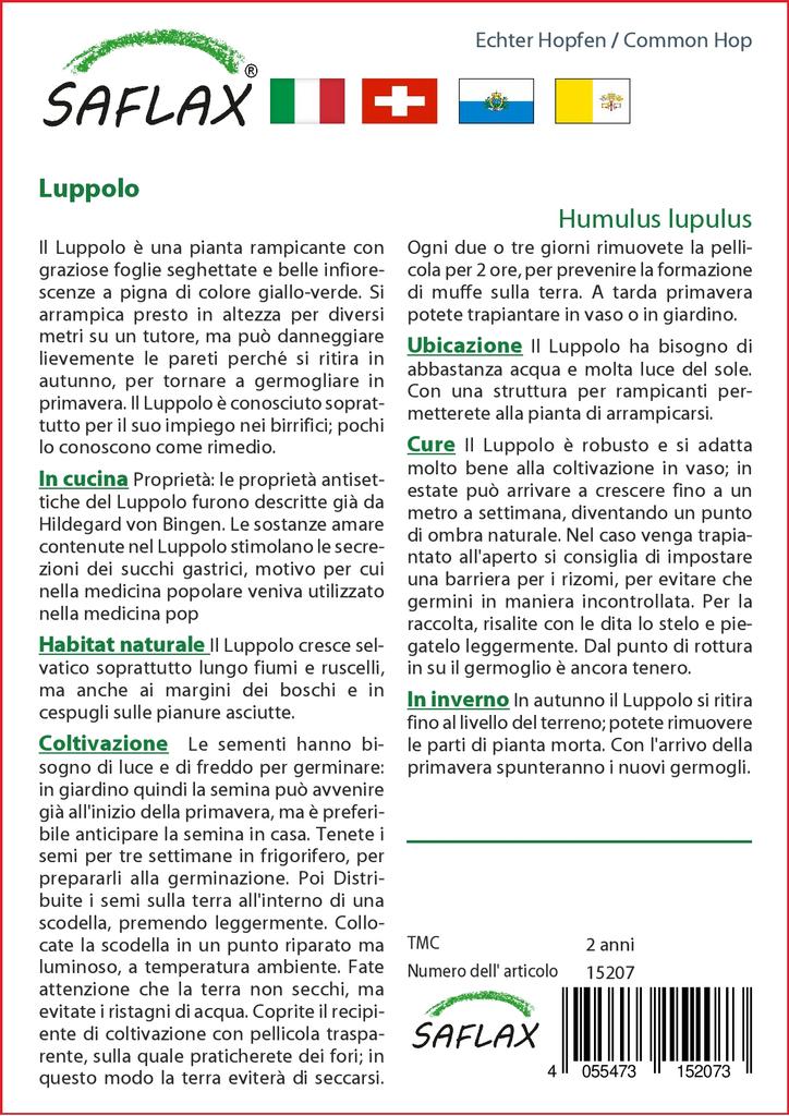 SAFLAX Garden in the Bag - Хмель обыкновенный - 50 семян - С субстратом в подходящем пакете - Humulus lupulus
