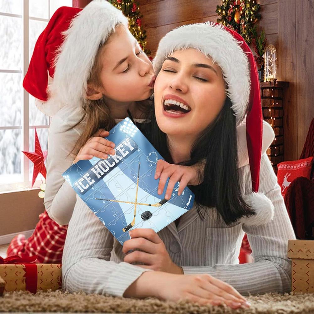 Хоккейный Адвент-календарь 2024 с 24 маленькими дверцами командные миниатюрные фигурки сувенирный Адвент-календарь для дома, класса, офиса, декор