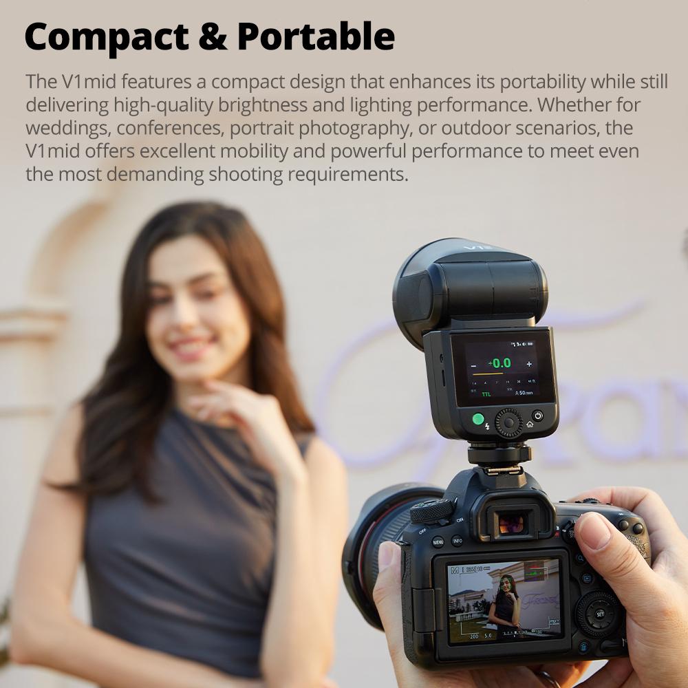 New Godox V1 mid TTL HSS Li-ion Round Head Camera Flash Wireless Transmission Speedlite Flash for Canon Nikon Fuji Olympus