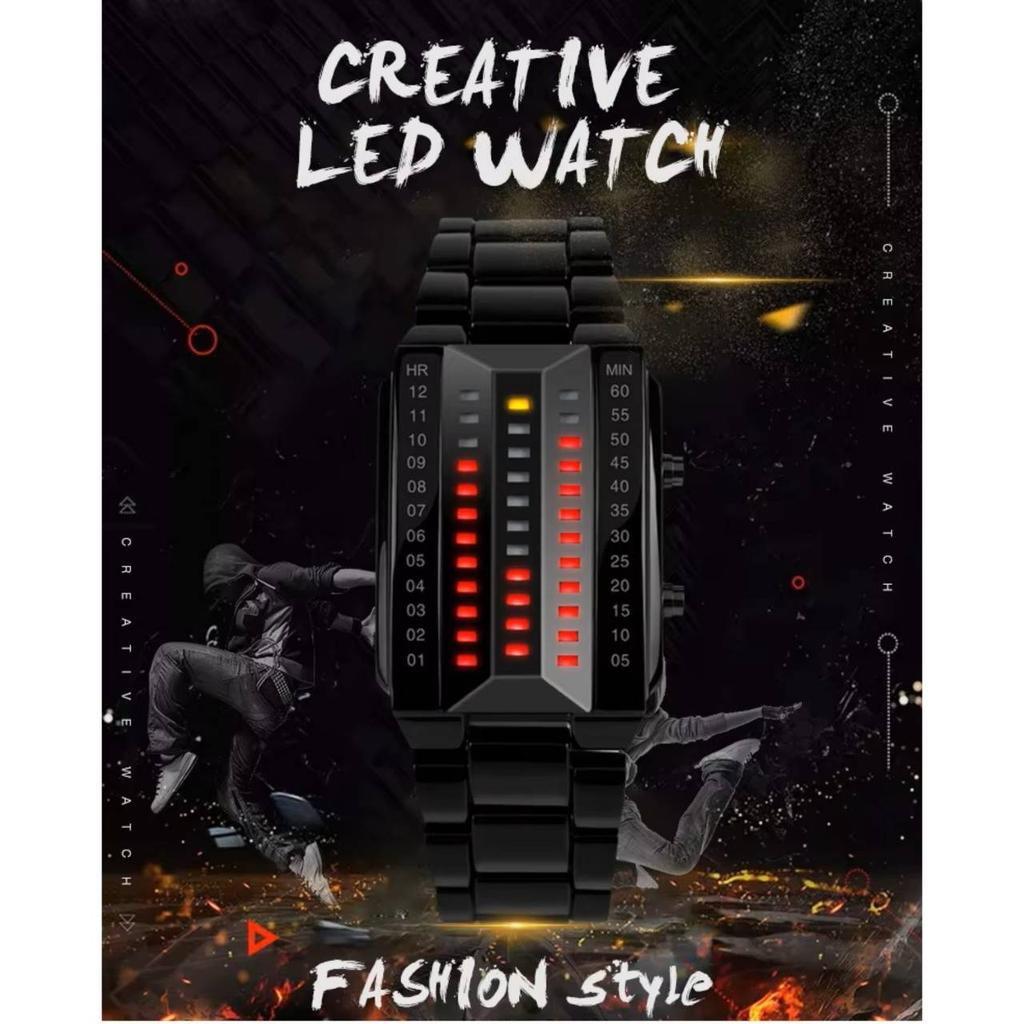 Светодиодные модные наручные часы Унисекс Мужские Женские Подарок Цифровой дисплей Лава Браслет из нержавеющей стали Армейские Спортивные Винтажные Ретро Повседневные