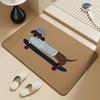Skater Dachshund Door Mat Small Carpet Cartoon Dog Design with Skateboard Element Anti-slip Rug for Home Decor INS