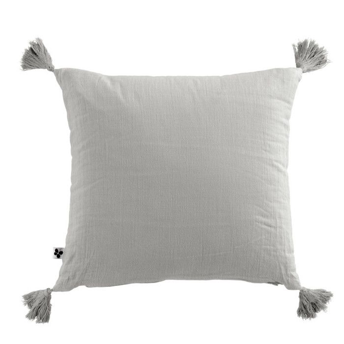 Removable Cushion Cover with Pompoms "Gaïa" 40 X 40 Cm "Cotton Gauze" - Gaïa Nuage
