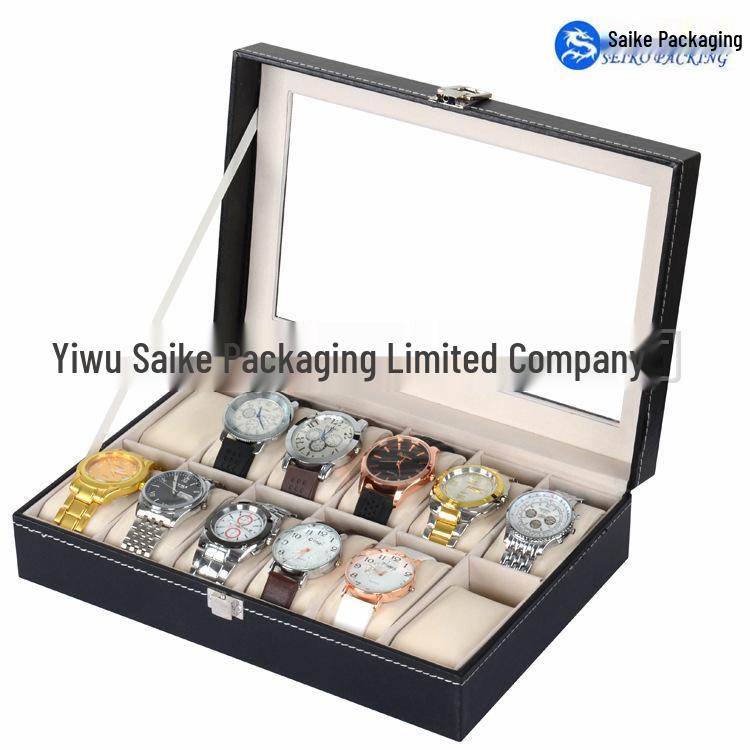 Стандартная коробка для демонстрации и хранения часов из ПУ кожи на 12 ячеек