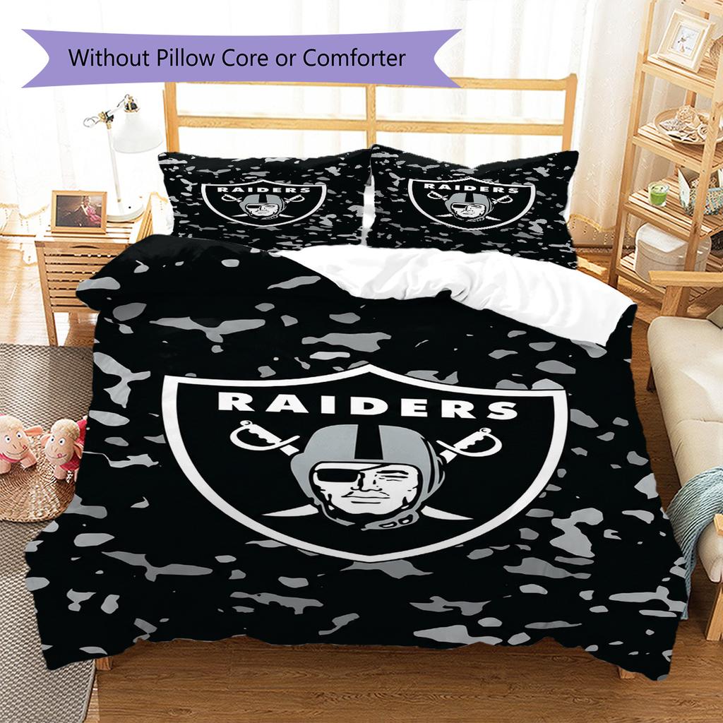 Las Vegas Raiders Pattern Bedding Set Quilt Cover Pillowcase Home Decor Gift (1 * duvet cover + 2 * pillowcase, without core)