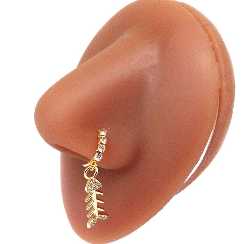 Gaby Cat Head Nose Stud with Butterfly, Five-Star, and Crown Designs - Piercing Jewelry