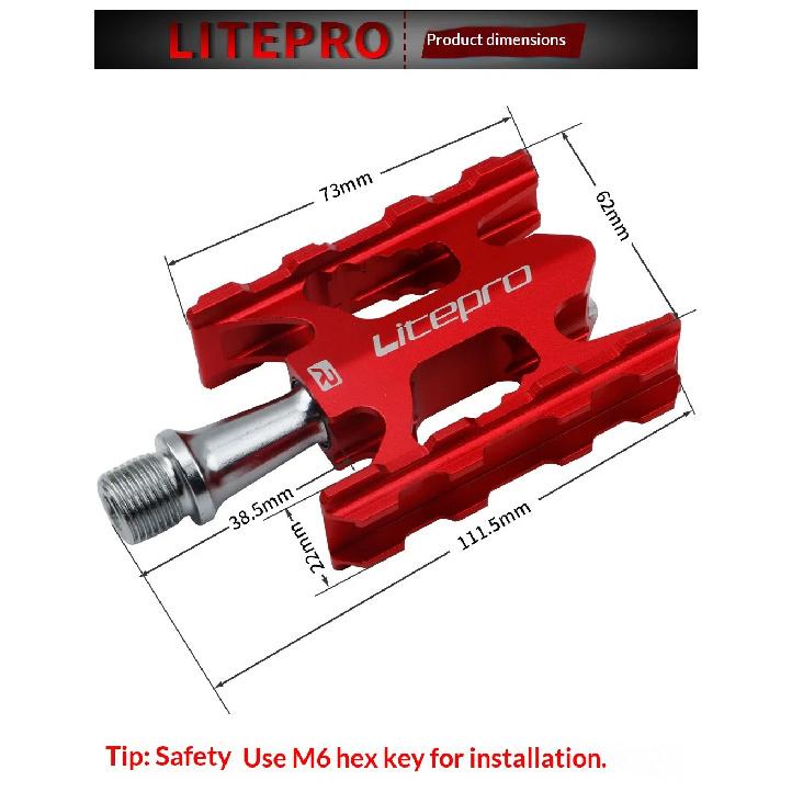 Litepro Lightweight Aluminum Alloy Bike Pedals Du Bearing Non Slip Pedal Pins Compatible With Folding Road Mountain Bikes Cyclin