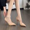 New Side Empty Red Sole Stiletto High Heels Women's Sexy Patent Leather Nude Pointed Spring and Autumn Professional Single Shoes