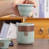 Jinfu Ru Kiln Beige Tianqing Travel Tea Set Outdoor Portable Camping Ceramic Teapot Kung Fu Gift Box