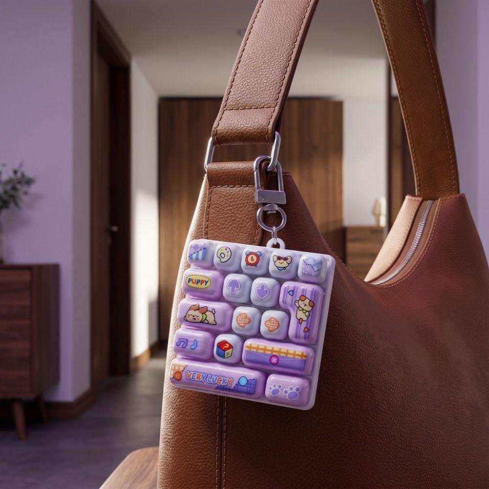 17-Key Mini Keyboard Pendant Transparent Dual-Tone Keyboard Keychain Hanging Charm