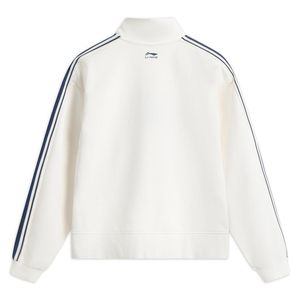 Li-Ning Спортивная серия Трендовый простой кардиган с полосками и буквенным принтом, воротником-стойкой и молнией, свободного кроя, универсальный, женская толстовка AWDV930-3