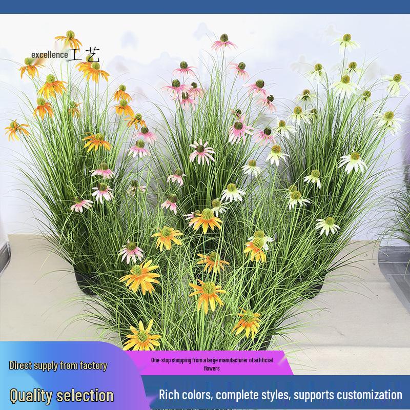 Nordic Reed Pine Cone Floor Plant Arrangement for Hotel Display