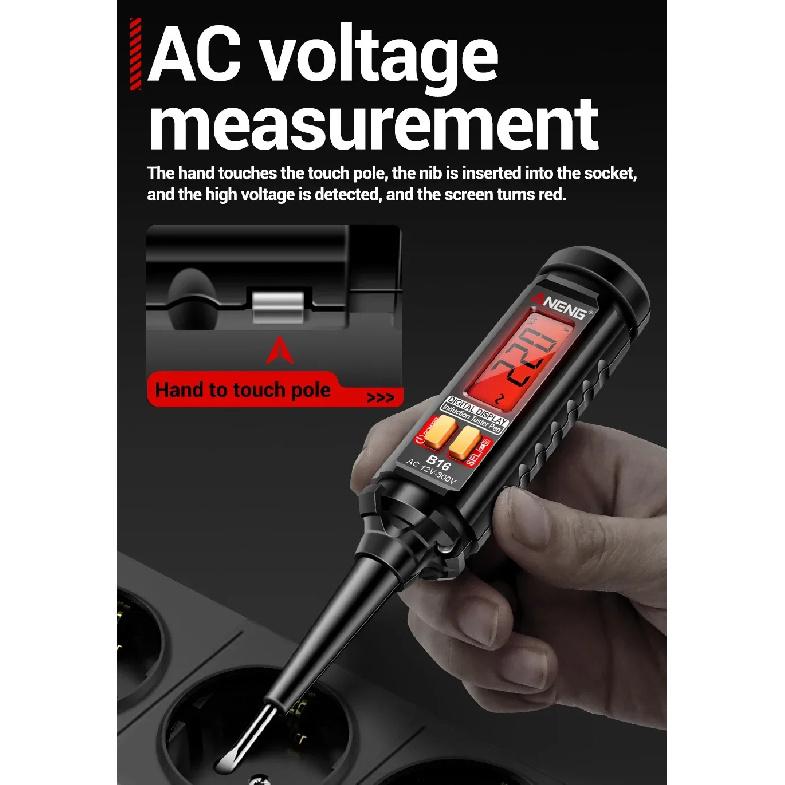 ANENG B16 Intelligent Digital Induction Test Pen 12V-300V Non Contact Test Pen Zero Wire Breakpoint Detection with Backlight