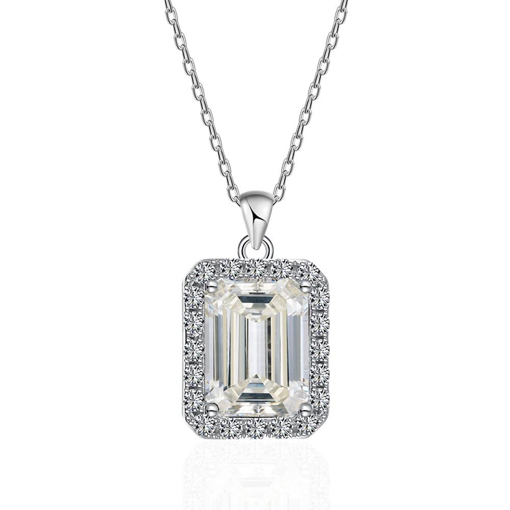 Vinregem 100% серебро 925 пробы VVS1 3EX D цвет изумрудной огранки 2-3CT настоящий муассанит с бриллиантом и драгоценным камнем кулон ожерелье изысканные ювелирные изделия GRA