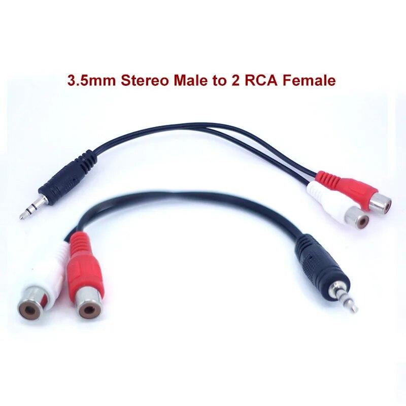 Двойной аудиокабель RCA 18 см к 3,5 мм стерео 3-полюсному разъему «папа» к 2 разъемам RCA «мама» Адаптер конвертера RCA красный черный