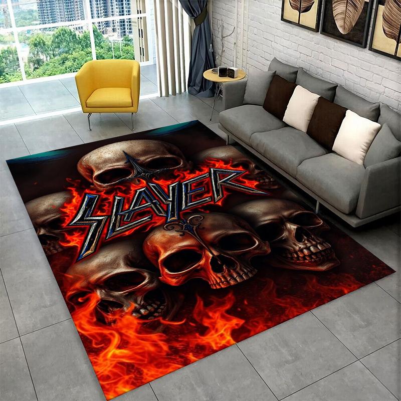 Retro Slayer Heavy Metal Rcck Band Sign Carpet Rug for Bedroom Living Room Sofa Doormat Home Decor,Kid Game Area Rug Non-slip