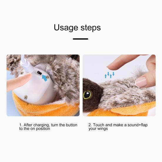 Интерактивная игрушка для кошек с хлопающими крыльями, активируемая касанием, электрическая летающая птица, игрушка со щебечущими звуками, имитация плюшевого воробья для помещений