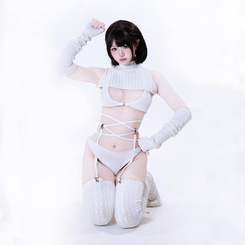 Virgin Killer свитер Лолита вязаный бикини свитер сексуальный высокий воротник мода смешной косплей одежда костюм пельменная девушка костюм для вечеринки маскировка