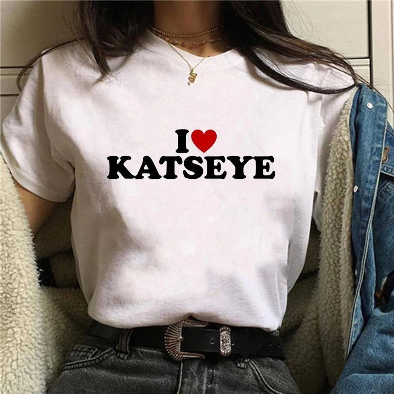 Womens Katseye Print Casual T Shirt Gothic Y2k Tshirt Women Korean Style Graphic Tee Tops Crew Neck Short Sleeve Tshirt Clothes